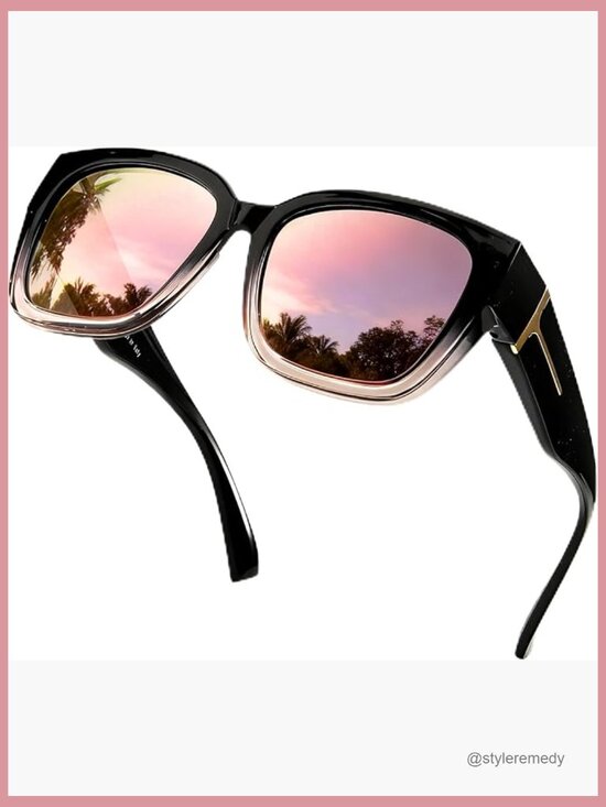 Polarized Mirrored Sunglasses Fit Over Glasses Large Square Frame main image 7